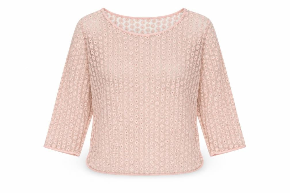 Topshop Womens Pink Floral Nylon Basic Blouse Size 10 Boat Neck