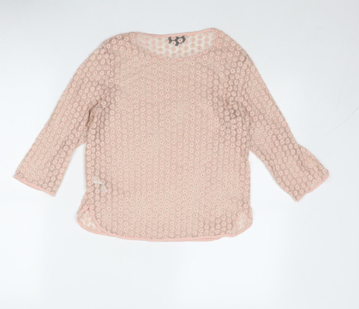 Topshop Womens Pink Floral Nylon Basic Blouse Size 10 Boat Neck