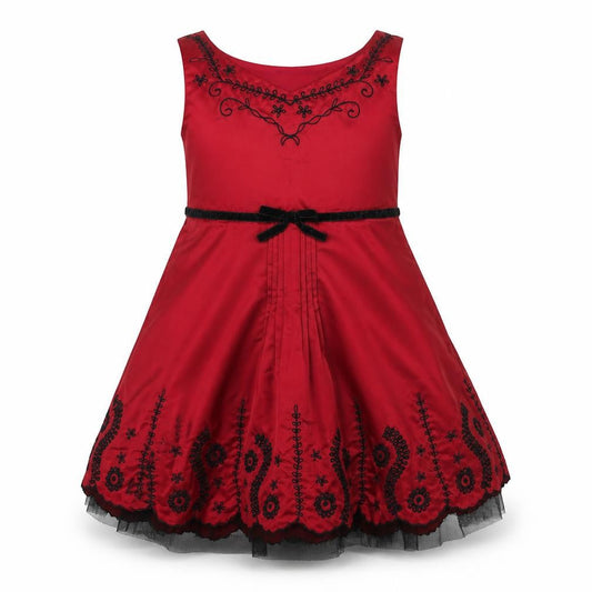 Autograph Girls Red Floral Polyester Fit & Flare Size 5 Years V-Neck Zip