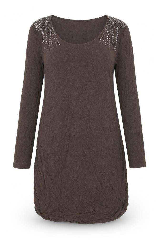 Bandolera Womens Brown Viscose A-Line Size 16 Scoop Neck Pullover