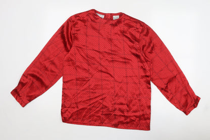 Additional front view of Principles women’s red geometric polyester basic blouse, size UK 6, round neck