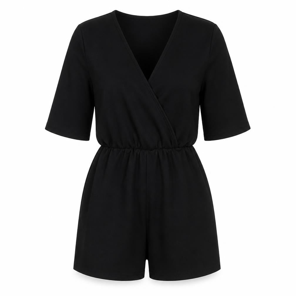 PRETTYLITTLETHING Womens Black Polyester Playsuit One-Piece Size 4 Pullover
