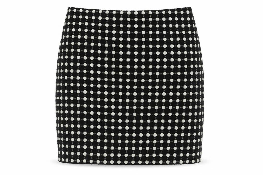 Marks & Spencer Womens Black Polka Dot Acrylic A-Line Skirt Size 10 Zip