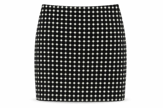 Marks & Spencer Womens Black Polka Dot Acrylic A-Line Skirt Size 10 Zip