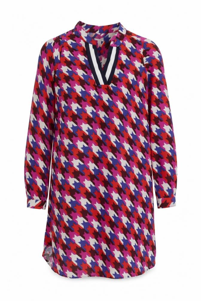 Milano Womens Multicoloured Geometric Polyester A-Line Size 8 V-Neck Pullover