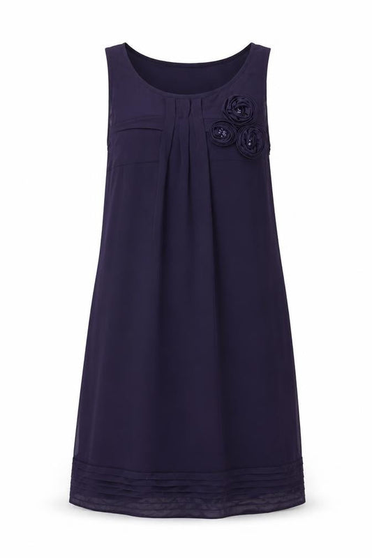 La Redoute Womens Purple Polyester A-Line Size 10 Round Neck Zip - Flower Detail