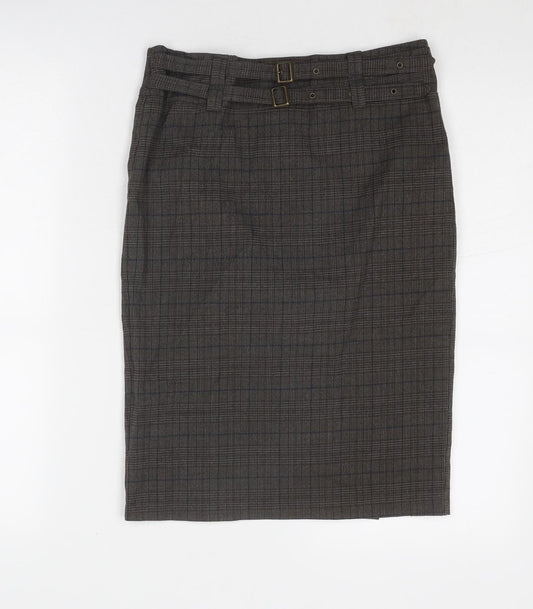 Topshop Womens Grey Plaid Polyester A-Line Skirt Size 8 Zip
