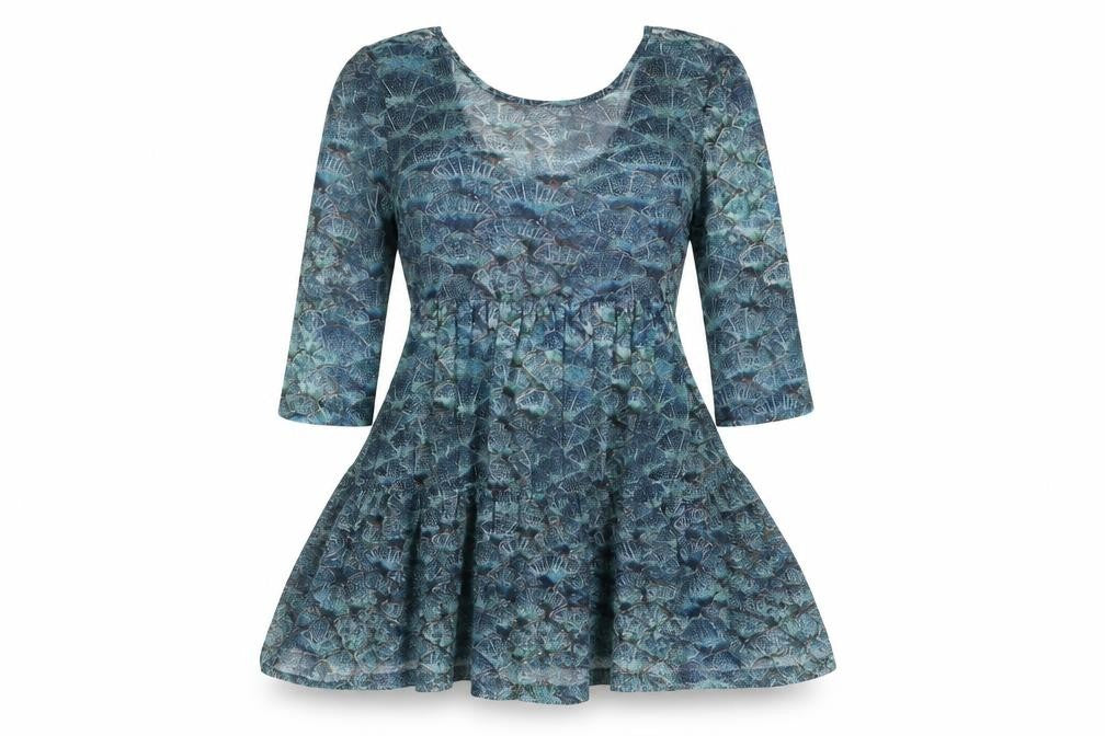 Topshop Womens Blue Geometric Polyester Skater Dress Size 8 Round Neck Pullover
