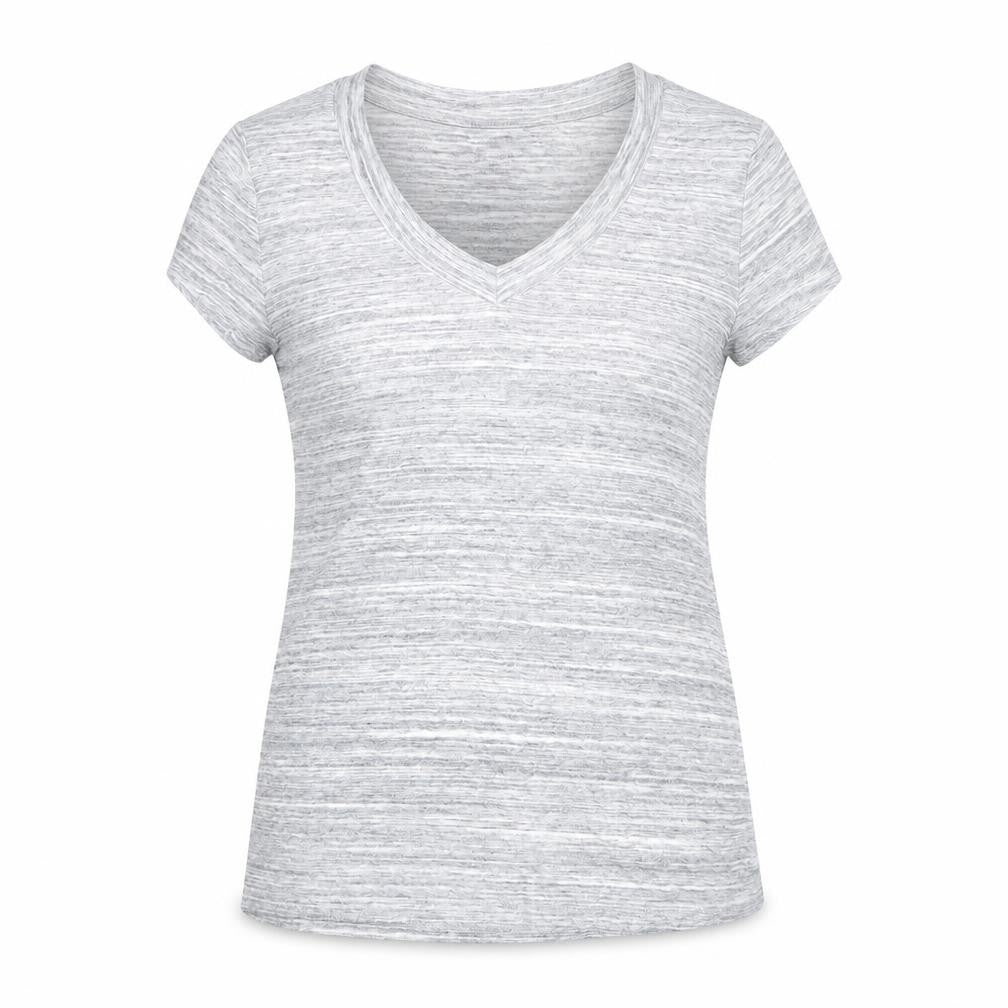 Merona Womens Grey Striped Viscose Basic T-Shirt Size L V-Neck