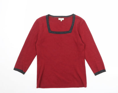 Country Casuals Womens Red Square Neck Viscose Pullover Jumper Size S