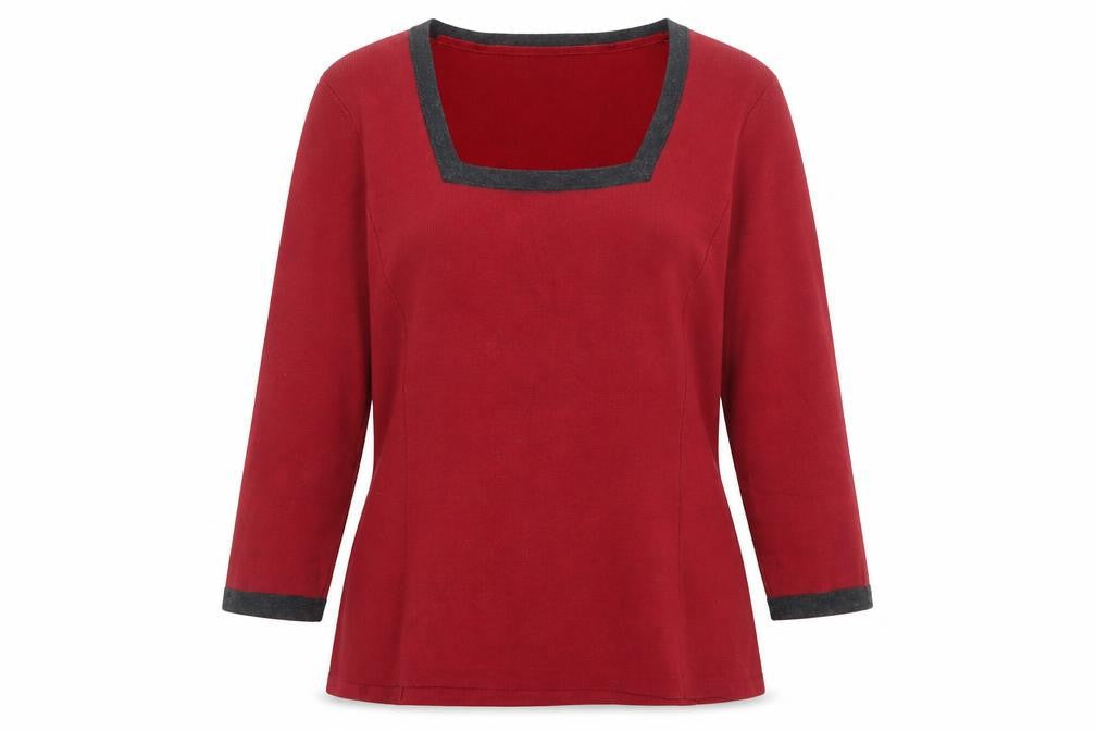Country Casuals Womens Red Square Neck Viscose Pullover Jumper Size S