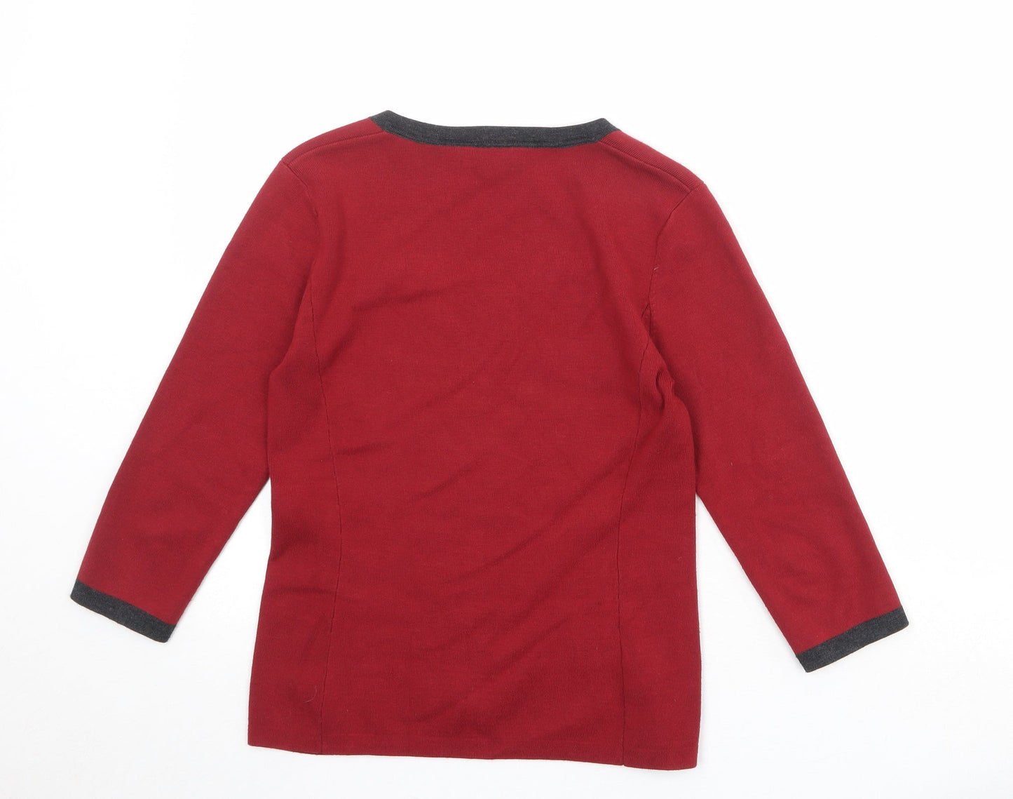 CC Womens Red Square Neck Viscose Pullover Jumper Size S
