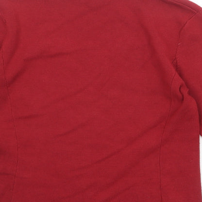 Country Casuals Womens Red Square Neck Viscose Pullover Jumper Size S