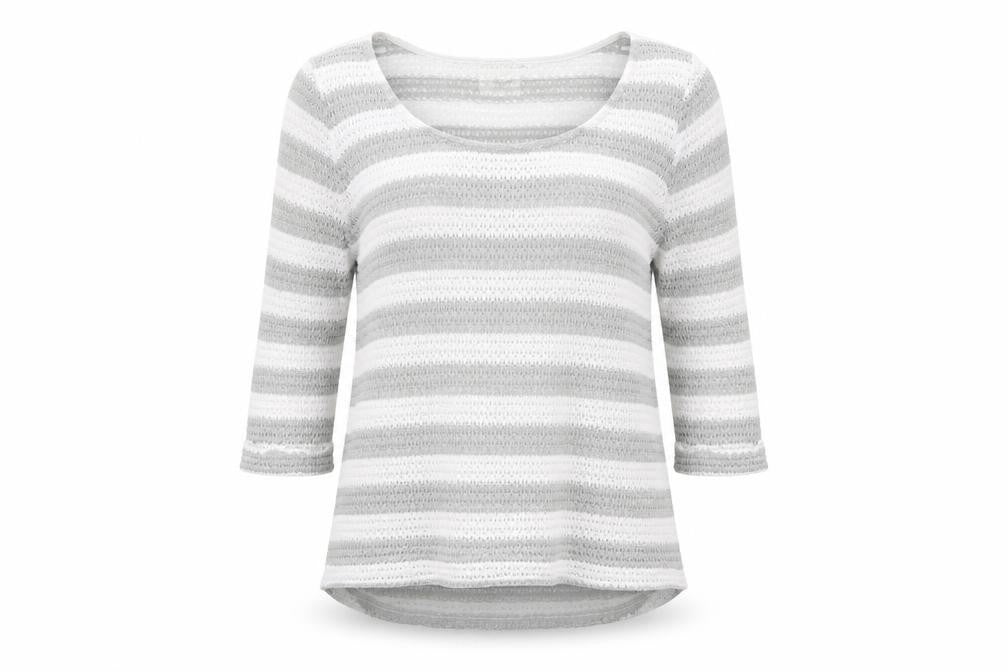 NEXT Womens White Scoop Neck Striped Polyester Pullover Jumper Size 12