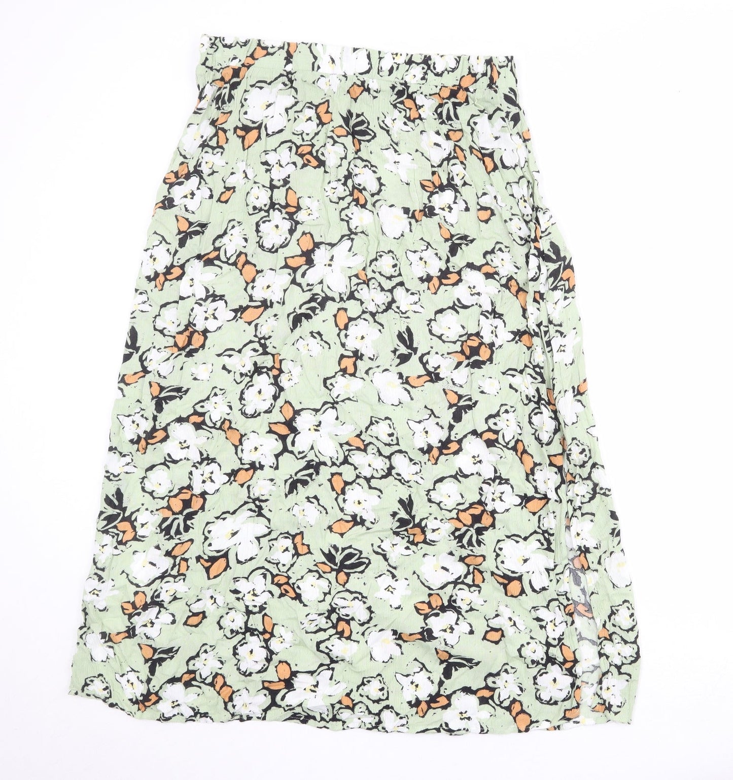 ICHI Womens Green Floral Viscose Peasant Skirt Size 34 in