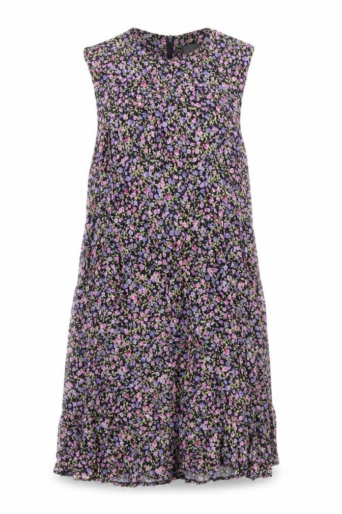 Positive Attitude Womens Multicoloured Floral Rayon A-Line Size 8 Round Neck Zip