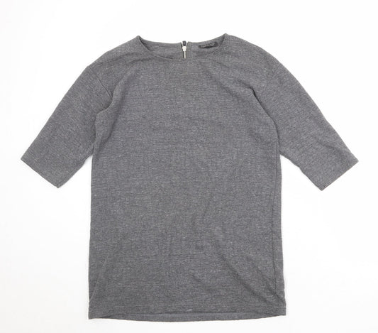Topshop Womens Grey Polyester Basic T-Shirt Size 10 Round Neck