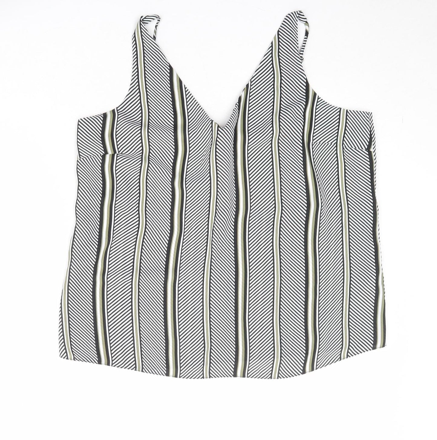 Dorothy Perkins Womens Black Geometric Polyester Basic Tank Size 16 V-Neck