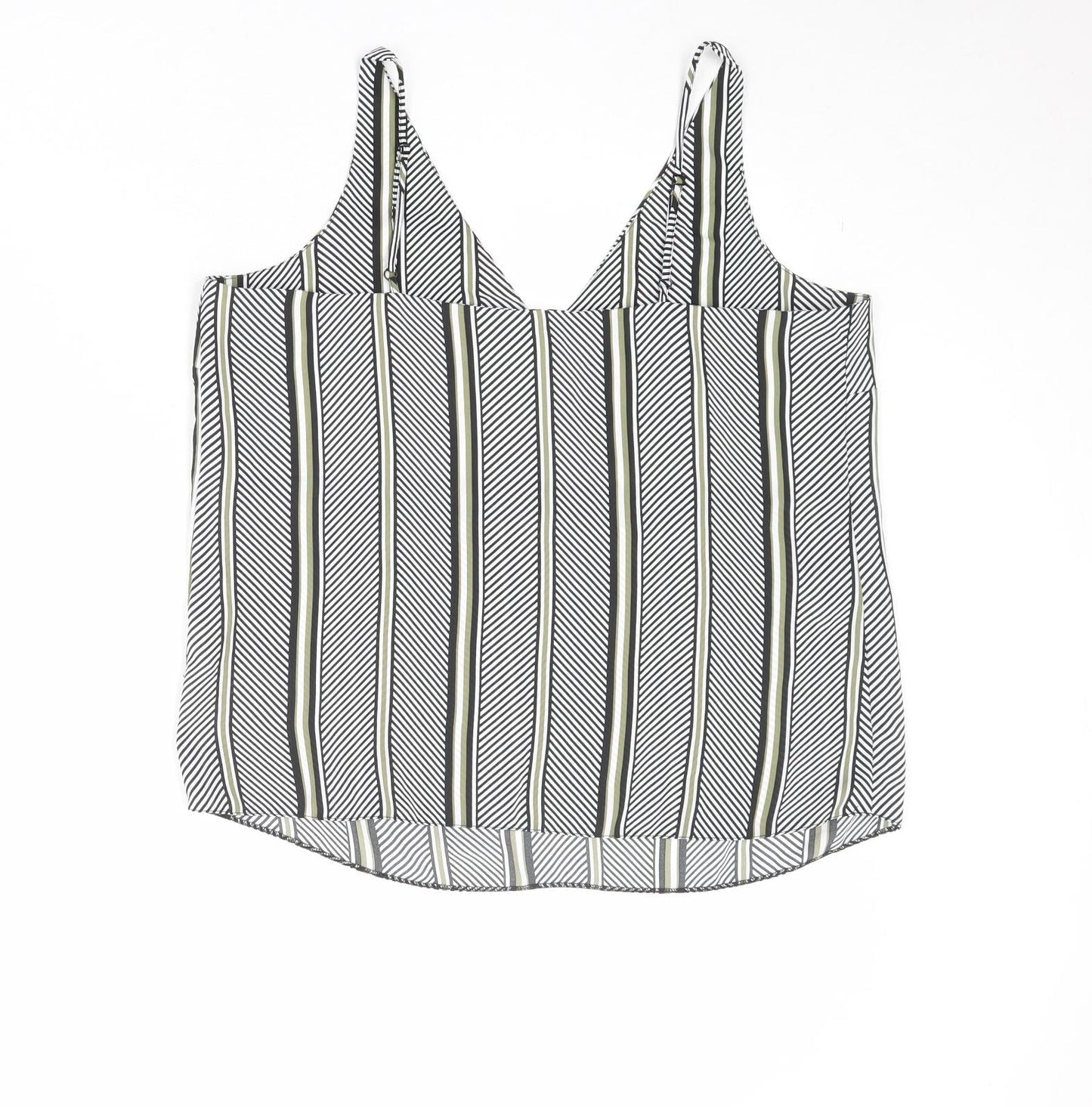 Dorothy Perkins Womens Black Geometric Polyester Basic Tank Size 16 V-Neck