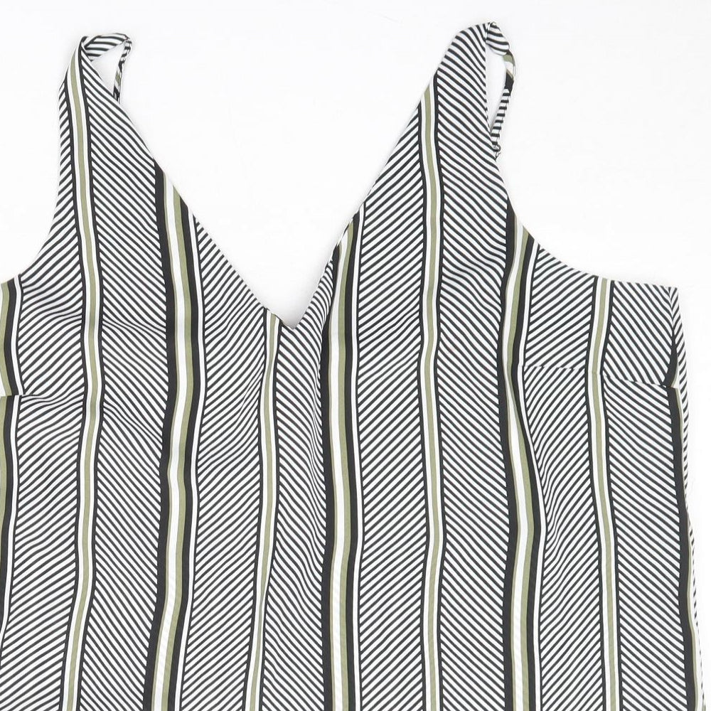 Dorothy Perkins Womens Black Geometric Polyester Basic Tank Size 16 V-Neck