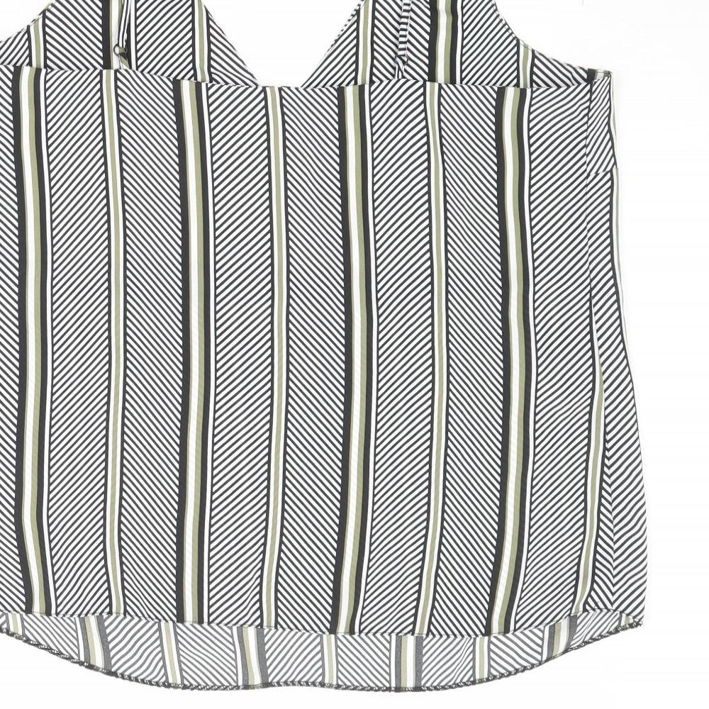 Dorothy Perkins Womens Black Geometric Polyester Basic Tank Size 16 V-Neck