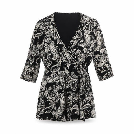 Boohoo Womens Black Paisley Viscose Playsuit One-Piece Size 10 Pullover