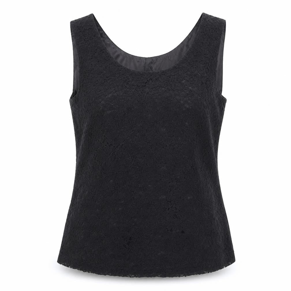 Scarlett Womens Black Floral Polyester Basic Tank Size 12 Round Neck