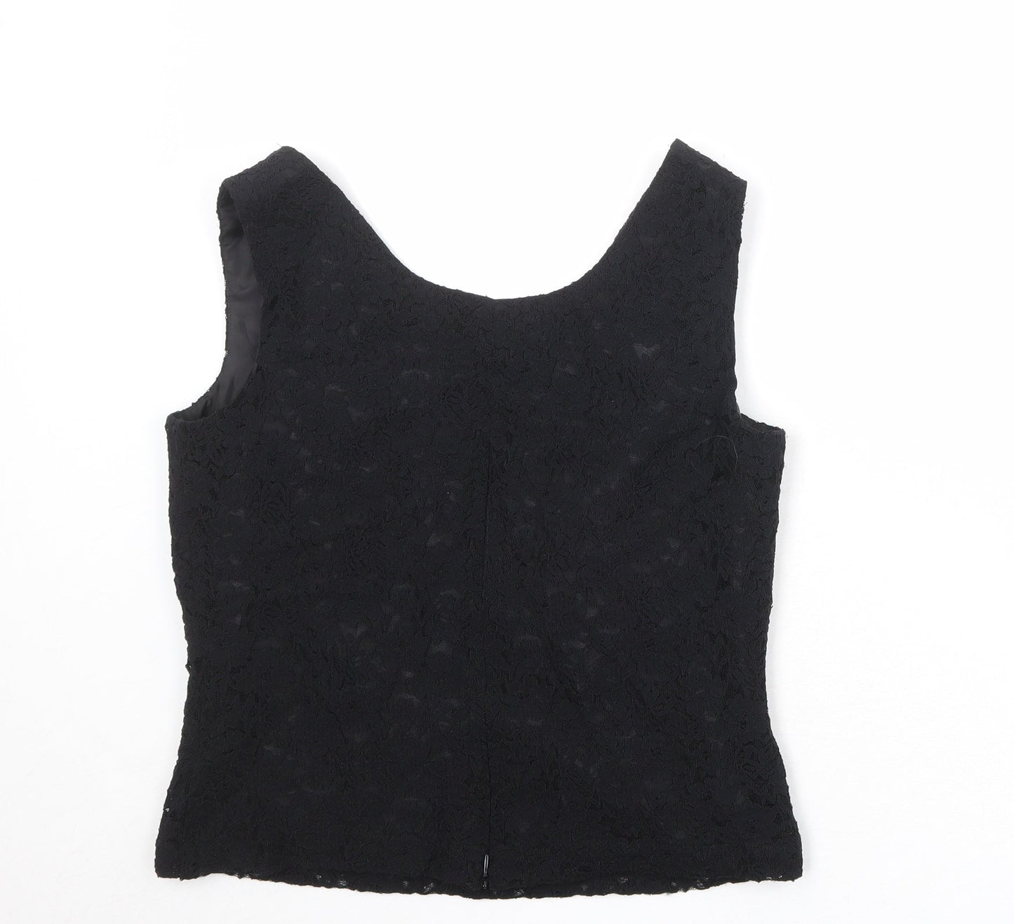 Scarlett Womens Black Floral Polyester Basic Tank Size 12 Round Neck