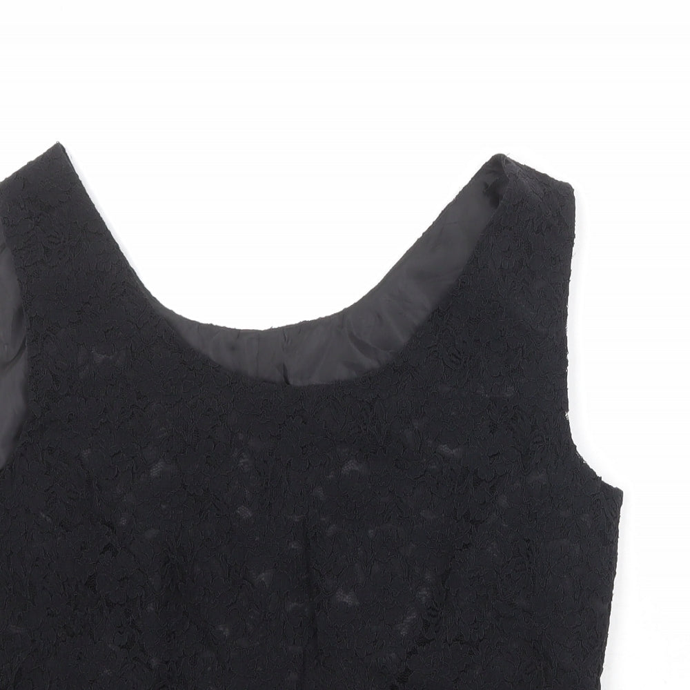 Scarlett Womens Black Floral Polyester Basic Tank Size 12 Round Neck