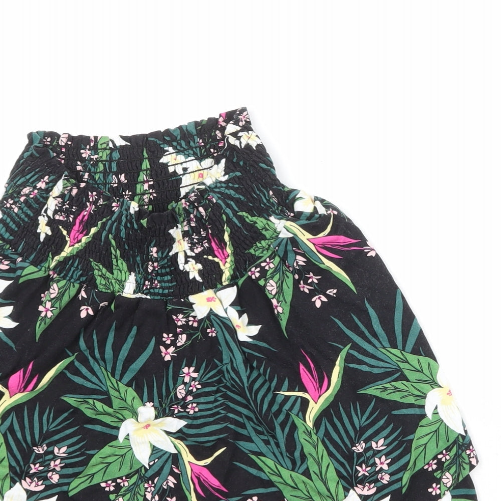 b.young Womens Black Floral Viscose Skater Skirt Size S