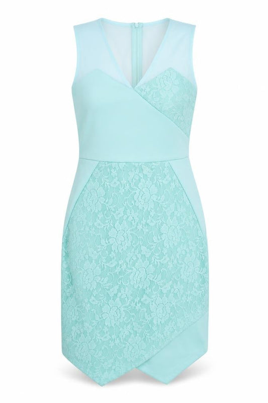 Topshop Womens Green Floral Nylon A-Line Size 8 V-Neck Zip