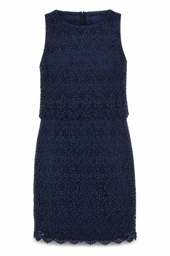 Monsoon Womens Blue Geometric Polyester A-Line Size 10 Round Neck Zip