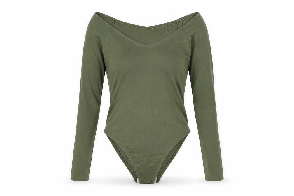 Miss Selfridge Womens Green Cotton Bodysuit One-Piece Size 6 Snap