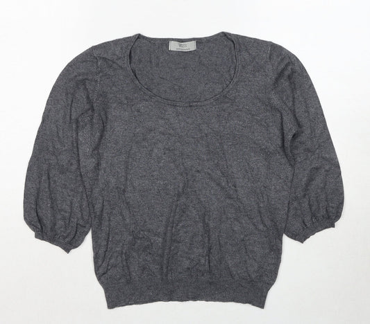 Marks and Spencer Womens Grey Scoop Neck Viscose Pullover Jumper Size 12