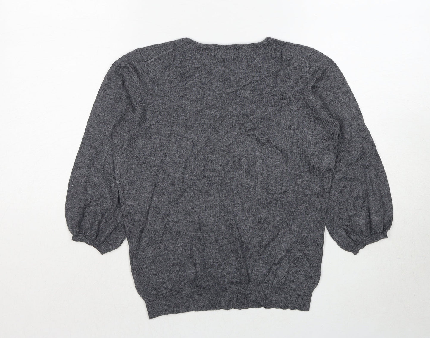 Marks and Spencer Womens Grey Scoop Neck Viscose Pullover Jumper Size 12