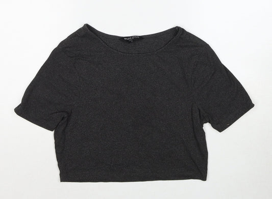 Brave Soul Womens Grey Polyester Basic T-Shirt Size XS Boat Neck