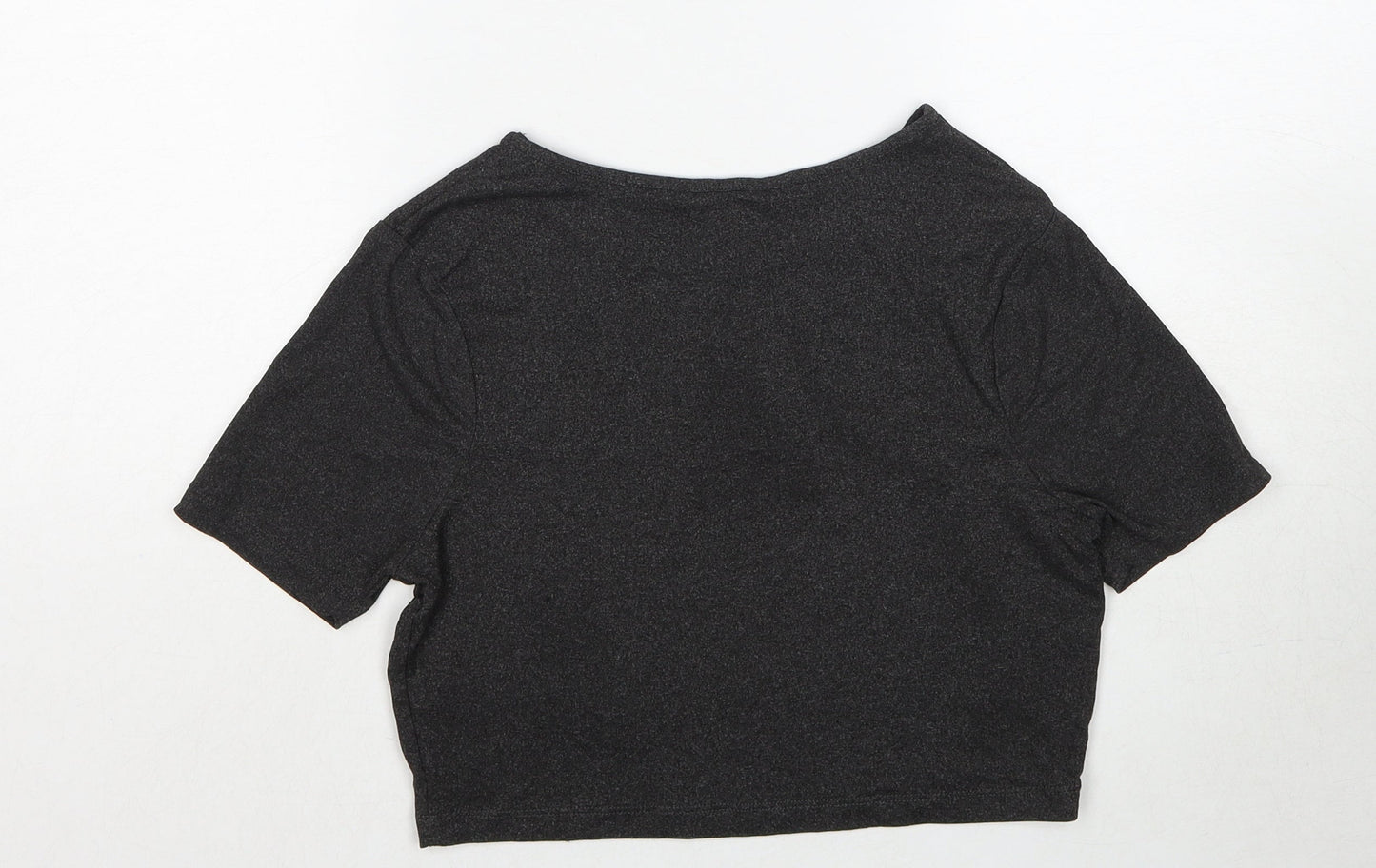 Brave Soul Womens Grey Polyester Basic T-Shirt Size XS Boat Neck
