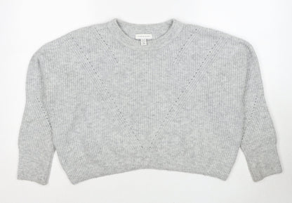 Topshop Womens Grey Round Neck Acrylic Pullover Jumper Size S
