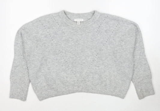 Topshop Womens Grey Round Neck Acrylic Pullover Jumper Size S