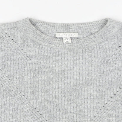 Topshop Womens Grey Round Neck Acrylic Pullover Jumper Size S