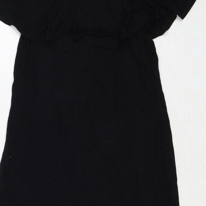 PRETTYLITTLETHING Womens Black Viscose A-Line Size 8 Round Neck Pullover
