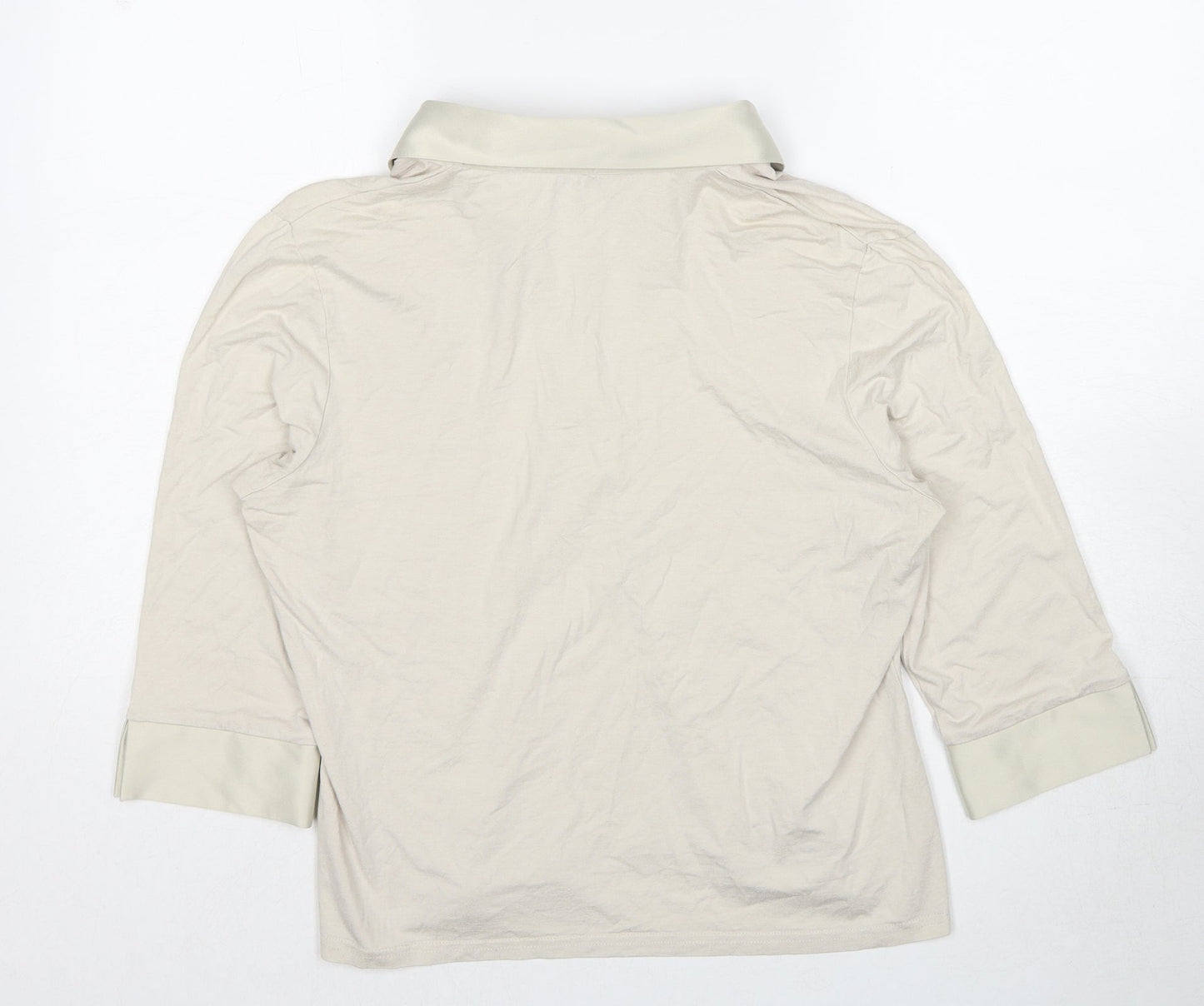 New Look Womens Beige Polyester Basic Polo Size 18 Collared