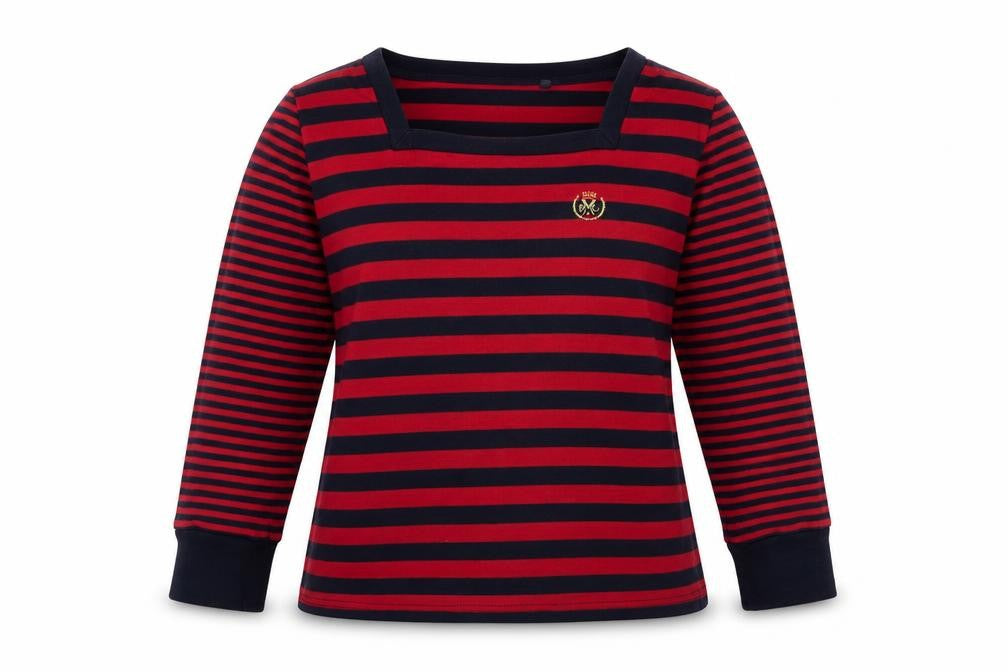 David Emanuel Womens Red Striped Cotton Pullover Sweatshirt Size 14 Pullover