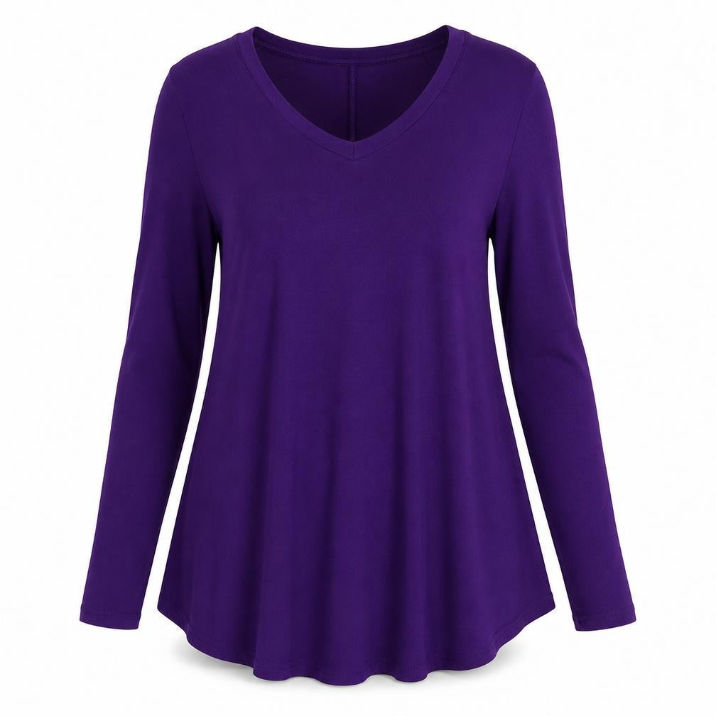 HOTOUCH Womens Purple Viscose Trapeze & Swing Size M Round Neck Pullover