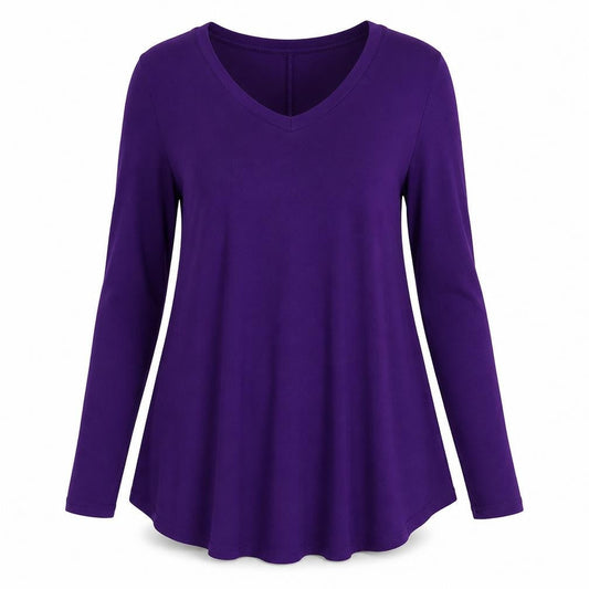 HOTOUCH Womens Purple Viscose Trapeze & Swing Size M Round Neck Pullover