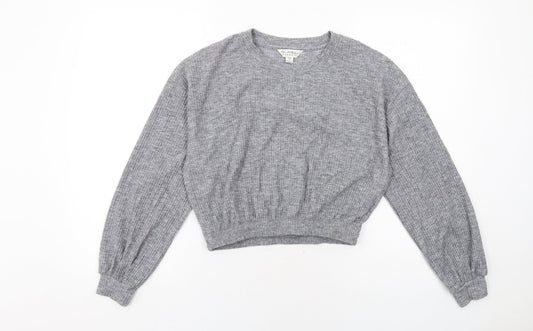 Miss Selfridge Womens Grey Polyester Pullover Sweatshirt Size S Pullover
