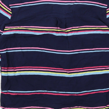 Oasis Womens Blue Striped Viscose Basic Button-Up Size 8 Collared - Knot Front