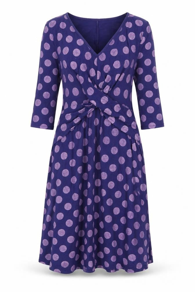 ASOS Womens Purple Polka Dot Viscose Trapeze & Swing Size 10 V-Neck Pullover