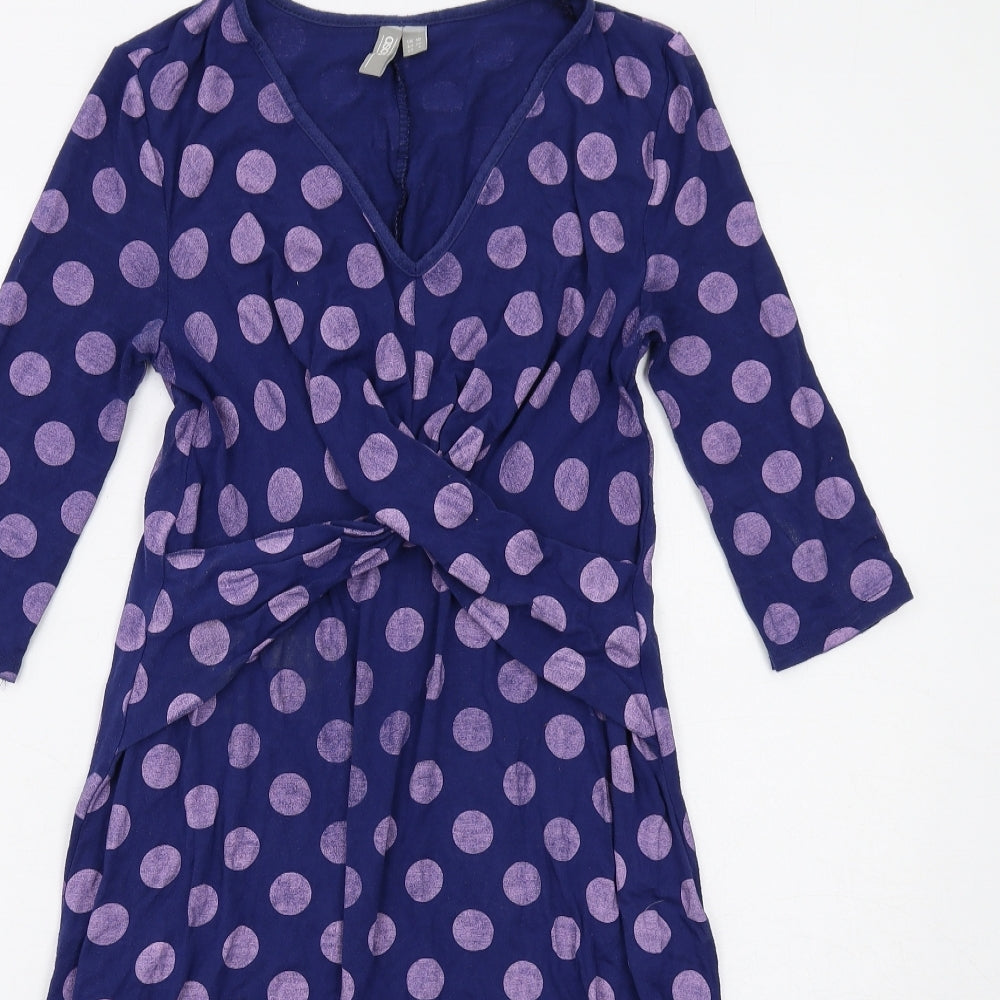 ASOS Womens Purple Polka Dot Viscose Trapeze & Swing Size 10 V-Neck Pullover