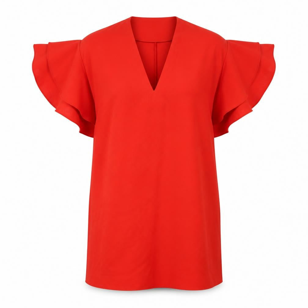 Zara Womens Orange Polyester A-Line Size S V-Neck Pullover